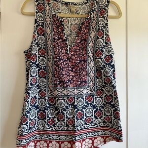 Lucky Brand Navy, Red & White Printed Sleeveless Camisole